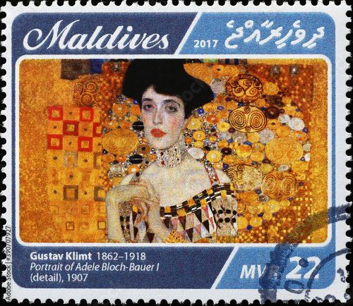 Fototapety Gustav Klimt  szczegol-adele-bloch-autorstwa-gustava-klimta-na-znaczku