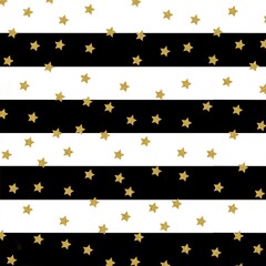 Poster - golden stars on thick black and white lines