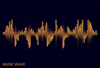 Wall Mural - Modern music wave logo. Digital audio concept. Stylized wave lines elements. Vector colorful pulse equalizer