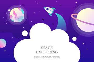 Wall Mural - space travel, planets, stars. cartoon style. spaceship. galaxy, universe. template for presentation,