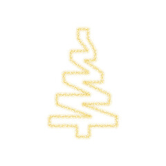 Wall Mural - Christmas golden tree decoration of gold glitter shining sparkles on white transparent background. Vector glittering shine tree for Christmas or New Year design template