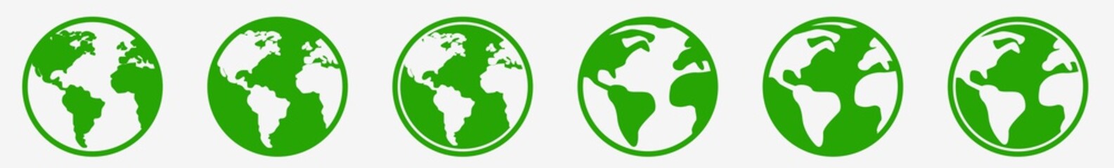 Wall Mural - planet earth icon set green | world globe vector illustration logo | earth globe icons isolated coll