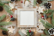 © shuravi07 - Christmas and Happy New Year zero waste wooden background. Handmade Christmas, top view, copy space. Ecofriendly plastic free concept