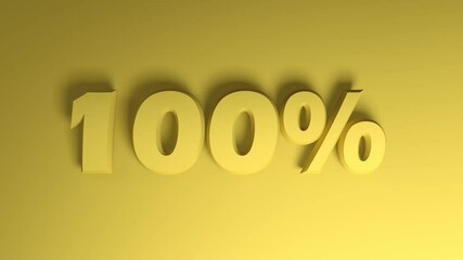 Poster - TThe write 100 percent passes on a yellow background - 3D rendering video clip animation