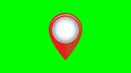 Poster - animation of map point icon. moving of GPS icon on green background	
