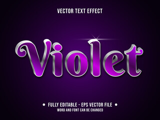 Wall Mural - editable text effect - violet purple and silver gradient color modern style