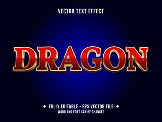 Wall Mural - editable text effect - dragon royal red and gold color gradient classic style