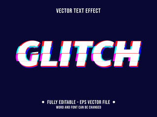 Wall Mural - editable text effect - glitch error neon blue and neon pink color modern style