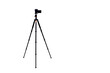 Camera on tripod isolated on white background, Side view