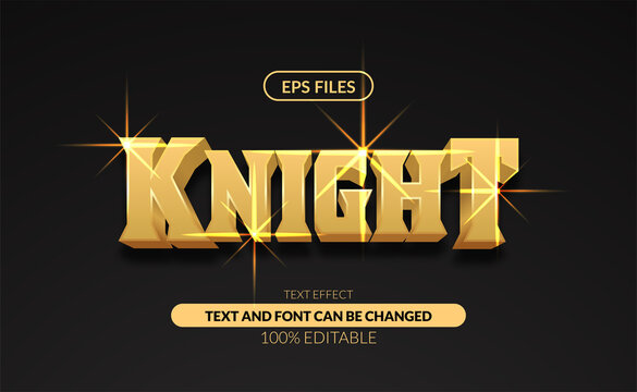 Classic strong golden 3d knight editable text effect eps file vector