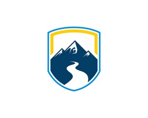 Sticker - Protection shield with mountain and river