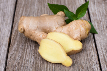 ginger root on wooden board