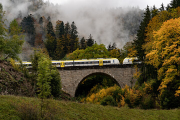 Sticker - BREITNAU, GERMANY - Oct 10, 2020: Ravenna gorge viaduct railway bridge in Breitnau, Germany