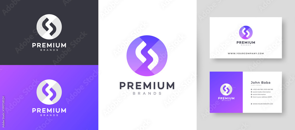 Flat & Minimal Initial S Letter Logo With Premium Business Card Design ...