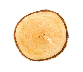 Wall Mural - natural wood tree art wood from a trunk with growth rings isolated on white. natural vintage wood te
