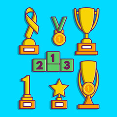 Trophy set cartoon vector illustration. trophy reward concept isolated