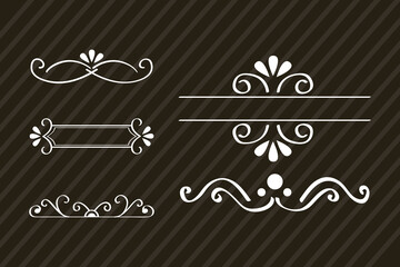 Sticker - decorative swirls dividers in brown background