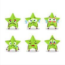 New Green Stars Cartoon Character With Sad Expression