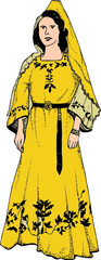 Illustration of woman in traditional dress