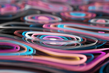 Poster - Abstract circular technology background. 3d rendering - illustration.