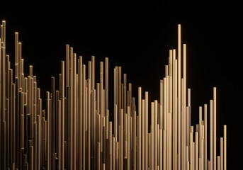 Poster - Abstract background with golden columns. 3d rendering - illustration.
