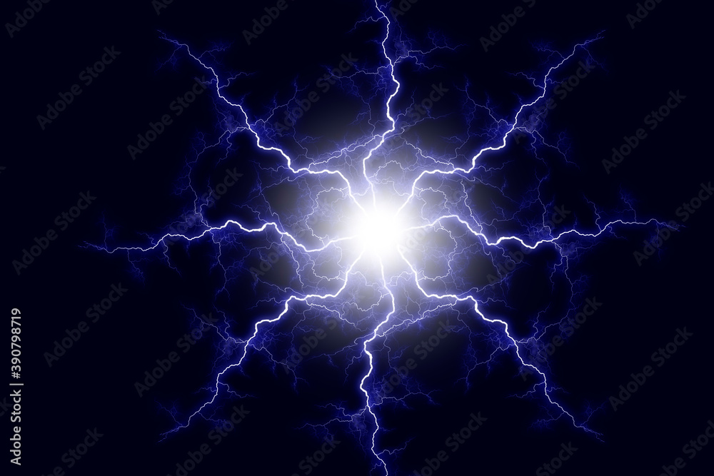 Powerful electrical discharge hitting from the center realistic ...