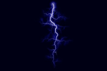 Powerful Electrical Discharge Striking From Side To Side Realistic Illustration Isolated On Black Transparent Background. Flaming Lightning Strike In The Dark. Electrical Energy Flash Light Effect