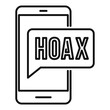 Hoax phone sms icon. Outline hoax phone sms vector icon for web design isolated on white background