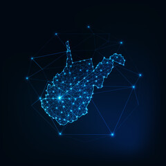 Wall Mural - west virginia state usa glowing map made of stars lines dots triangles, low polygonal shapes.