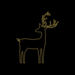 Canvas Print - Christmas golden deer decoration of gold glitter shining sparkles on a black transparent background. Vector glittering shine deer for Christmas or New Year design template