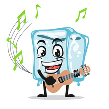 vector illustration of ice cube character of mascot