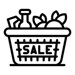 Poster - Cart sale icon. Outline cart sale vector icon for web design isolated on white background