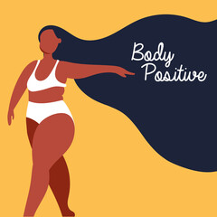 Wall Mural - body positive lettering with afro woman perfectly imperfect