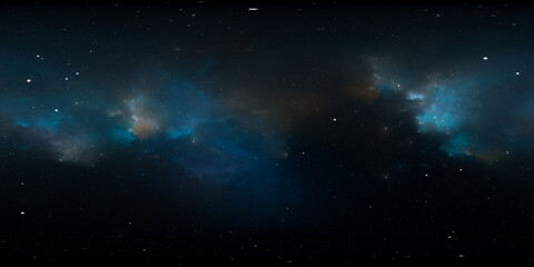 Wall Mural - 360 degree equirectangular projection space background with nebula and stars, environment map. hdri 
