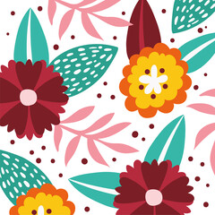 Sticker - pattern of flowers garden in white background