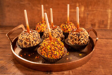 Fall Colored Candy Caramel Apples