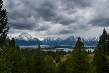 Wall Mural - Clouds and Peaks, Grand Teton National Park, Wyoming, Usa, America