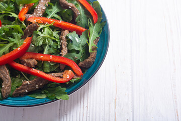 Wall Mural - Healthy salad with beef red pepper