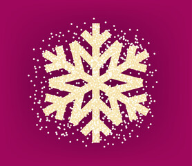Poster - Golden snowflake with confetti on red background