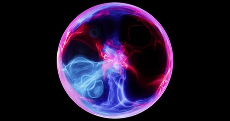 Poster - abstract energy orb motion graphic. colorful sphere with swirling smoke effect within. energy and pl