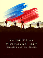 Illustration Of Army Memorial Happy Veterans Day USA Honoring All Who Served For United States Of America
