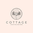 © Izzgallery - Cottage Line Art Logo Vector Illustration Design, Outdoor Logo Design