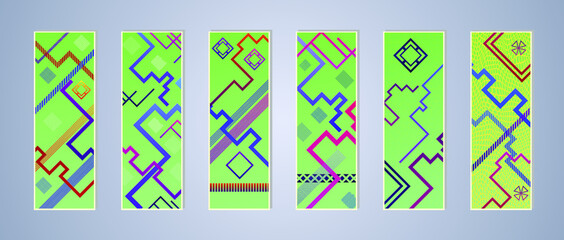 Fototapete - Set of modern abstract backgrounds with gradient linear waves. Simply geometric template for design