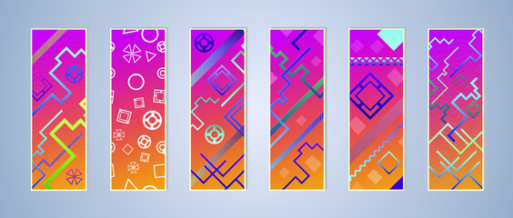 Fototapete - Set of modern abstract backgrounds with gradient linear waves. Simply geometric template for design