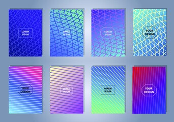 Fototapete - Set of modern abstract backgrounds with gradient linear waves. Simply geometric template for design