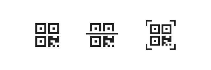 Fototapete - Qr code icon. Qrcode scan symbol. Mobile scanner, line web sign in vector flat