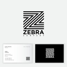 Z Letter. Zebra Logo. Logo Consist Of Some Lines. Z Monogram Can Used For Business, Clothes, Online Shop, Zoo, Pet-shop. Business Card.