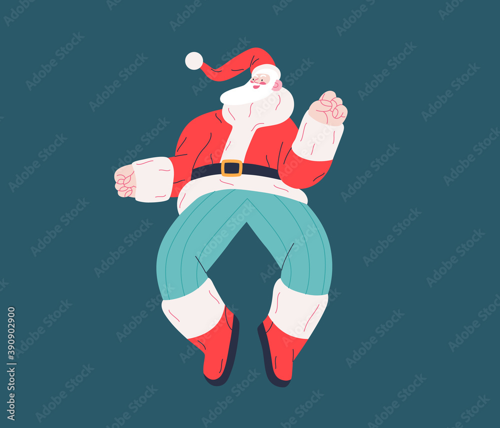 Dancing Santa - Christmas and New Year party - modern flat vector ...