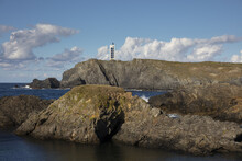 Beautiful View Of Valdovino Cliffs And Meiras Lighthouse. Valdovino, Galicia, Spain