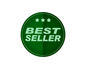 Aufkleber - Best seller. Green circle. Tree stars best seller sticker. Isolated sticker.